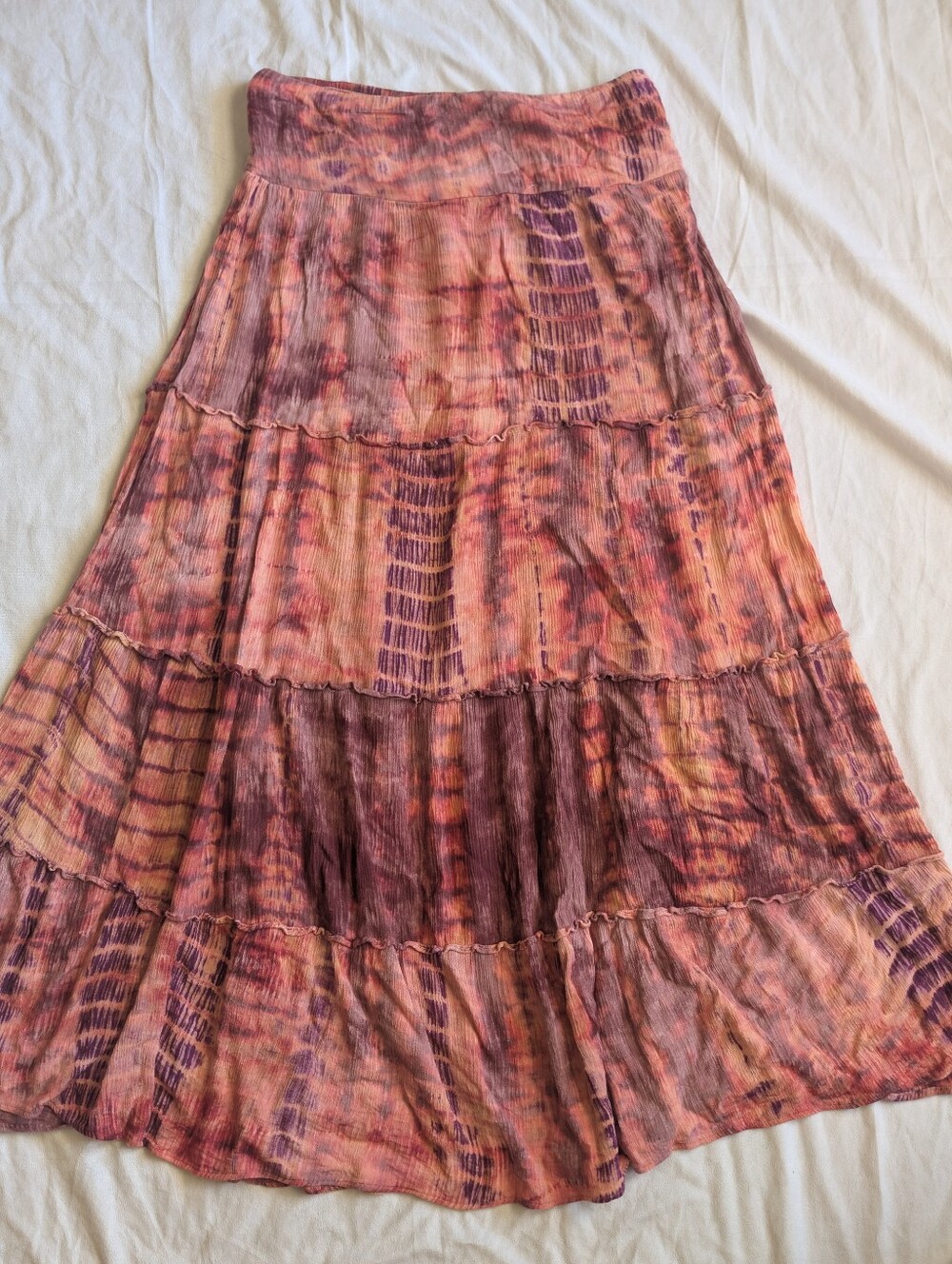 Natural Life tiered tie dye maxi skirt size XL
